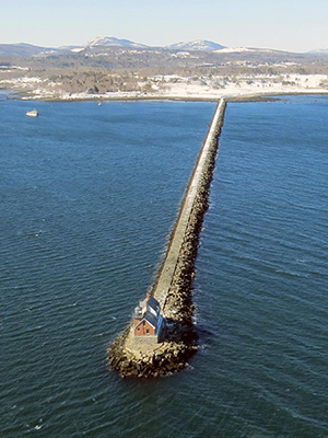 Aerial view of the Rockland Breakwater