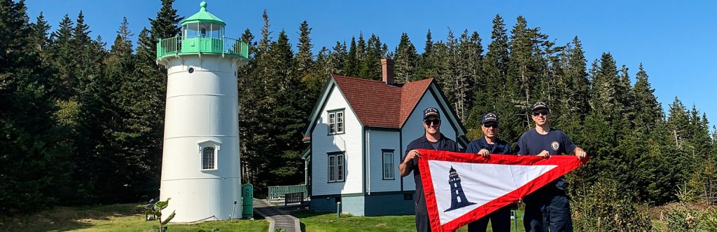 Little River Light and USCG lighthouse technicians