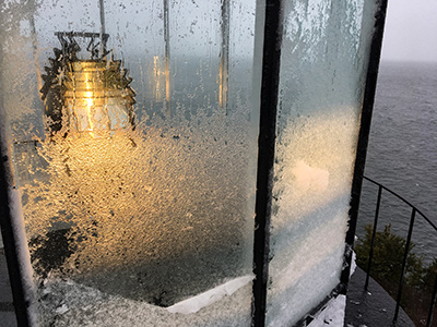 Snow and ice on lantern